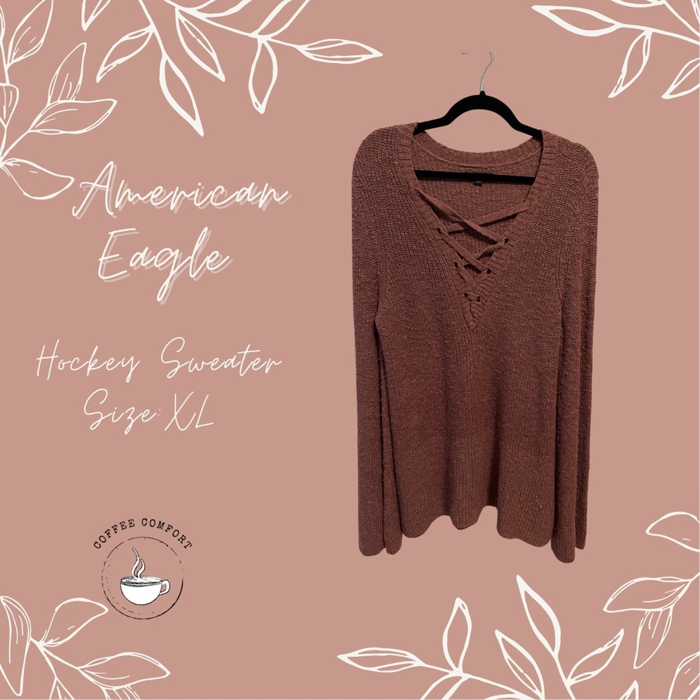 American Eagle / Hockey - Laced Over-Sized Burgundy Sweater / XL